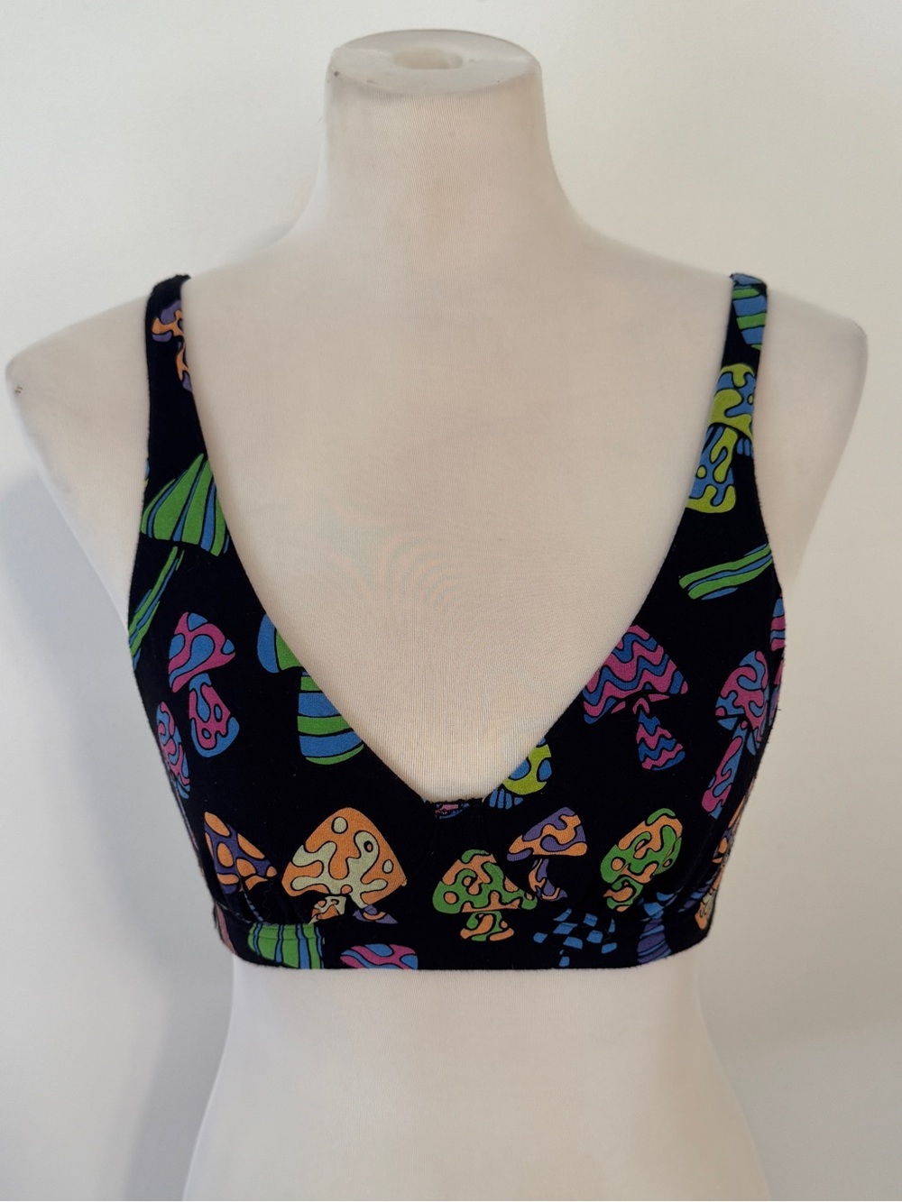 MeUndies FeelFree Triangle Bralette Small Mushroom Print MicroModal Wirefree